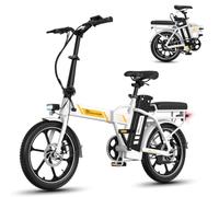 EVERCROSS Bicicleta Eléctrica para Adultos, 16"/20" Neumático Gordo Bici Eléctrica, Motor de 250W, hasta 25KM/H, 36V/48V Batería Extraíble Bicicleta de Montaña, Nieve Montaña Ebike