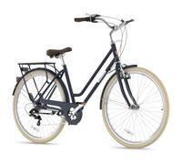 EVERCROSS EM10 Bicicleta Urbana Adultos 28 Pulgadas, Shimano 6 Velocidades | Cuadro de aluminio de acceso bajo, frenos V-Brake, sillín y manillar ajustables, portaequipajes y luz trasera solar