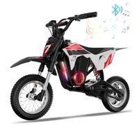 EVERCROSS EV12M Pro Moto Cross Eléctrica, Motocicleta Eléctrica con Motor de 300W, 18KM de Largo Alcance, Neumático de 12'', Música Bluetooth, Luces de Colores, Mini Moto para Niños de 3 a 12 Años