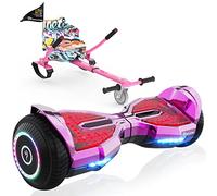 EVERCROSS EV2 Hoverboards con Asiento - 5.2 Ah Batería, 15 km/h, Música Bluetooth, Luces de Pedal de 7 Colores, Carga máxima 85 kg, Hover Board con Hoverkart para Niños, Adolescentes y Adultos Negro