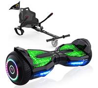 EVERCROSS EV2 Hoverboards con Asiento - 5.2 Ah Batería, 15 km/h, Música Bluetooth, Luces de Pedal de 7 Colores, Carga máxima 85 kg, Hover Board con Hoverkart para Niños, Adolescentes y Adultos Negro