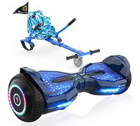 EVERCROSS EV2 Hoverboards con Asiento - 5.2 Ah Batería, 15 km/h, Música Bluetooth, Luces de Pedal de 7 Colores, Carga máxima 85 kg, Hover Board con Hoverkart para Niños, Adolescentes y Adultos Azul