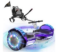 EVERCROSS XP9 Hoverboard con Silla 6,5", Asiento para niños y Adultos, Música Bluetooth y Luces LED, Batería 4 AH, MAX 15 km/h, 7KG
