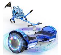 EVERCROSS XP9 Hoverboards con Silla 6,5 ", Hover Boards con Asiento para niños y Adultos, Hoverboards con Música Bluetooth y Luces LED, Batería 4 AH, Max 15 km/h, 7KG Hover Board con Hoverkart 5,6KG