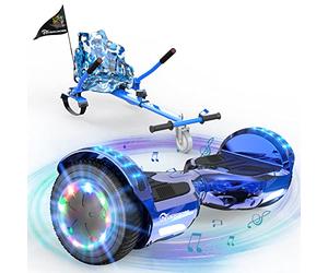 EVERCROSS XP9 Hoverboards con Silla 6,5 ", Hover Boards con Asiento para niños y Adultos, Hoverboards con Música Bluetooth y Luces LED, Batería 4 AH, Max 15 km/h, 7KG Hover Board con Hoverkart 5,6KG