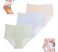 Everdries Leakproof Underwear for Women,High Waist Leak Proof Period Protective Panties,Cotton Breathable Seamless Briefs. (2XL, Green+Blue+Beige)
