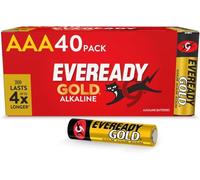 Eveready Gold de Energizer - Pilas AAA (Paquete de 40) - 1,5V Baterías Alcalinas - para Aparatos Domésticos y Electrónicos - Embalaje 100 % reciclable - 10 años de vida útil [Exclusivo en Amazon]