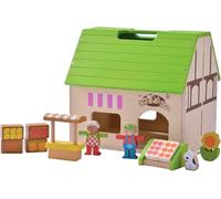 EverEarth casa de muñecas de Madera Tienda ecológica - Juguete Educativo con Accesorios detallados para Juegos de rol imaginativos - Juego Infantil con Acuarelas - Tienda ecológica EE33609