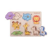 EverEarth Puzzle Safari Animales de Madera sostenible - Colorido Juguete Educativo para fomentar la motricidad y el Conocimiento de los Animales - Puzzle de Madera ecológico para niños - EE33735