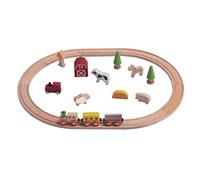 EverEarth Railway Set Farm EE33590 Juego de ferrocarril de Madera con Animales para niños a Partir de 36 Meses