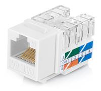 Everest - Conectores Keystone RJ45 Cat6A en ángulo de 90° en color blanco, conectores RJ45 hembra de perfil delgado, conector Keystone Cat 6A, compatible con herramienta de terminación de velocidad en