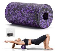 EVEREST FITNESS Rodillo Fascial 30 x 15 cm - Foam Roller Dureza Media con Bolsa de Transporte - Incluye Libro de Ejercicios - Apto para Todas las Partes del Cuerpo - Negro/Morado