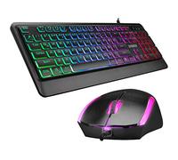 Everest KM-R59 Forza Plus - Teclado Q retroiluminado USB y ratón (1200 dpi), color negro