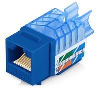 Everest Media Solutions Conector Keystone CAT5e en ángulo de 45° en color azul, perfil delgado, conector Ethernet hembra UTP RJ45, compatible con herramienta de terminación de velocidad en ángulo de