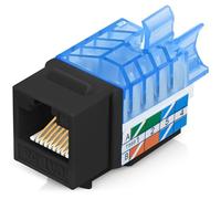 Everest Media Solutions Conector Keystone CAT5e en ángulo de 45° en color negro, perfil delgado, conector Ethernet hembra UTP RJ45, compatible con herramienta de terminación de velocidad en ángulo de