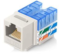 Everest Media Solutions Conector Keystone CAT5e en ángulo de 90° en almendra clara, conector Ethernet RJ45 de perfil delgado, compatible con herramienta de terminación de velocidad, easyJACK