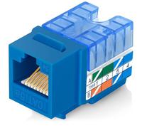 Everest Media Solutions Conector Keystone CAT5e en ángulo de 90° en color azul, conector Ethernet RJ45 de perfil delgado, compatible con herramienta de terminación de velocidad en ángulo de 90°,