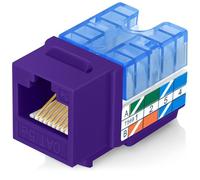 Everest Media Solutions Conector Keystone CAT5e en ángulo de 90° en color morado, conector Ethernet RJ45 de perfil delgado, compatible con herramienta de terminación de velocidad en ángulo de 90°,
