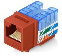 Everest Media Solutions Conector Keystone CAT5e en ángulo de 90° en color naranja, conector Ethernet RJ45 de perfil delgado, compatible con herramienta de terminación de velocidad en ángulo de 90°,