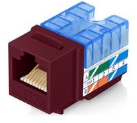 Everest Media Solutions Conector Keystone CAT5e en ángulo de 90° en color rojo, conector Ethernet RJ45 de perfil delgado, compatible con herramienta de terminación de velocidad en ángulo de 90°,