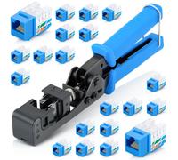 Everest Media Solutions EasyJack - 90? Herramienta de terminacin de velocidad en ngulo - con 20 pack de 90? Jacks Keystone de Cat6/5e en ngulo en