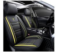 EverFabulous Asientos de Auto de Cuero de Lujo para automóvil Cubiertas Juego Completo de 5 Asientos Universal (Negro-Amarillo)