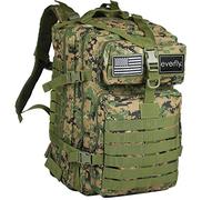 Everfly Mochila Táctica Militar 45 L Oxford 800D con 2 Parches, Camuflaje | Sistema MOLLE y gran capacidad para gimnasio, senderismo, camping, airsoft, caza, pesca y viaje.