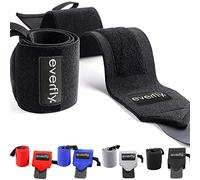 EVERFLY Muñequeras Crossfit Gym Ajustables 1 Par - Deportivas Musculación Gimnasio Calistenia - Hombres y Mujeres - Halterofilia Flexiones Fitness - Levantamiento Pesas - Tendinitis Padel Tenis(Negro)