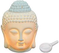 EVERGD Quemadores de aceite de vela de cabeza de Buda con cuchara de té, quemador de aceite esencial, aromaterapia para yoga, spa, hogar, oficina, regalo decorativo (blanco, 1)