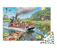 Everglades Airboat Cocodrilo Anarquía Puzzle De Madera Impermeable DIY Puzzles De 1000 Piezas para Adultos Imposible Rompecabezas para Decoración del Hogar