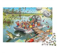 Everglades Airboat Cocodrilo Anarquía Puzzle De Madera Impermeable Puzzles De 1000 Piezas para Adultos Colorido Rompecabezas Juegos Educativos