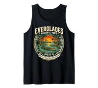 Everglades National Park Florida Vintage Cocodrilo Art Badge Camiseta sin Mangas