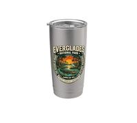 Everglades National Park Florida Vintage Cocodrilo Art Badge Vaso térmico de acero inoxidable de doble pared