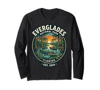 Everglades National Park Florida Vintage Cocodrilo Pantano Arte Manga Larga