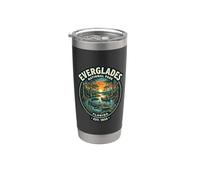 Everglades National Park Florida Vintage Cocodrilo Pantano Arte Vaso térmico de acero inoxidable de doble pared
