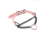 EverGlimp Gargantilla de cuero negro para mujer, hecha a mano, con cadena deslizante de corazón, collar largo con hebilla ajustable, 11''chain, Cuero sintético, No es una piedra preciosa