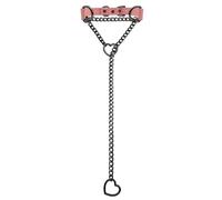 EverGlimp Gargantilla de cuero negro para mujer, hecha a mano, con cadena deslizante de corazón, collar largo con hebilla ajustable, 18''chain, Cuero sintético