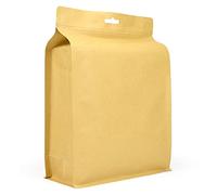 Evergreen 50 bolsas de embalaje de papel kraft de fondo plano con lámina interior, reutilizables, cremallera/sellado al calor, para té, granos de café, nueces, semillas, frutas secas (200 x 290 mm)