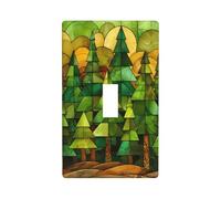 Evergreen - Cubierta decorativa para interruptor de luz de pino, diseño de bosque de pinos, 1 banda, placa de pared para cocina, granja, dormitorio, baño, decoración artística