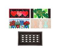 Evergreen Flag Sassafras Bundle - Juego de 5 felpudos de Entrada Intercambiables para casa de Campo, Interior y Exterior, 22 x 10 Pulgadas y Bandeja de 28 x 16 Pulgadas, Parte Trasera Antideslizante