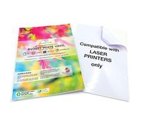 Evergreen Goods 10 x A4 Impresora Láser Impermeable Película de Vinilo Blanco Brillante Autoadhesivo Hojas, Totalmente Personalizado Tamaño A4 Papel de Impresión, Papel Adhesivo para Varios Propósitos