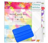 Evergreen Goods - 100 hojas de etiquetas adhesivas de vinilo blanco brillante, vinilo impermeable imprimible por inyección de tinta con escobilla de goma, PVC autoadhesivo de alta calidad