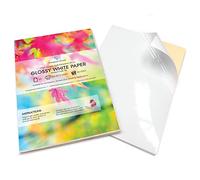 Evergreen Goods - 20 hojas A4 de etiquetas autoadhesivas blancas brillantes - Papel imprimible con parte trasera adhesiva para impresoras de inyección de tinta y láser | Etiquetado de productos |