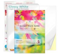 Evergreen Goods - 50 hojas A4 de color blanco brillante, autoadhesivas, papel adhesivo imprimible por inyección de tinta y láser, máquina de corte compatible con Cricut, ideal para hacer pegatinas