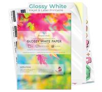 Evergreen Goods - 50 hojas de papel adhesivo brillante A4, autoadhesivo, papel para inyección de tinta/láser, calcomanías de bricolaje, artes y manualidades, compatible con plóter, parte trasera