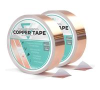 Evergreen Goods - Cinta de cobre (50 mm x 15 m), 5 tamaños, adhesivo conductor para circuitos, blindaje EMI, reparación de guitarra y electricidad, conexión a tierra, 2 rollos
