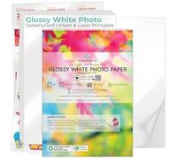 Evergreen Goods - Papel fotográfico adhesivo brillante A4 para etiquetas personalizadas, ideal para artesanos y propietarios de pequeñas empresas, a prueba de salpicaduras, compatible con impresoras