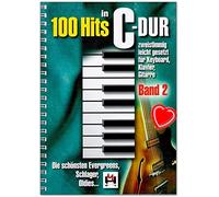 Evergreens, Schlager, Oldies - Juego de 100 éxitos en C-Dur Band 2 - Con pinza para partituras en forma de corazón