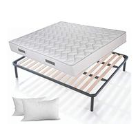 EvergreenWeb - Cama Completa 170x190 cm - Somier de Laminas de Madera y Colchón en espumación Alto 20 cm con 2 Almohadas Viscoelásticas Gratuitas