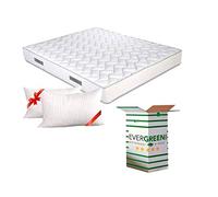 EVERGREENWEB - Colchón de Matrimonio 170x200 cm en Poliuretano Ergonómico Alto 20 cm con Dos Almohadas Viscoelásticas Gratis Ortopédico, Funda Blanca con Tejido Hipoalergénico Efecto Masaje
